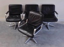 4 Unique 1960s Brutalist Bucket Chairs Leather Brushed Steel