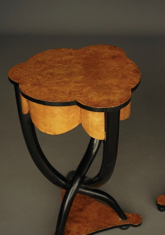 Decorative Italian Burl and Birch Wood Side Tables. 1950s (photo 6 of 13)