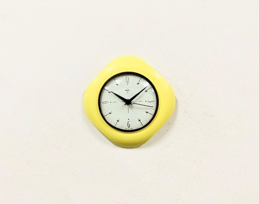 Vintage Yellow Bakelite Wall Clock from Metamec, 1970s