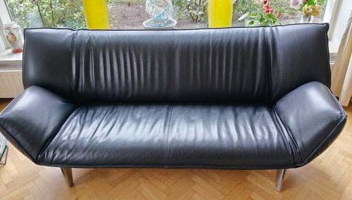 LEOLUX Tango 3-Sitzer-Sofa, schwarzes Senso-Leder, unbeschädigt, keine Kratzer etc.