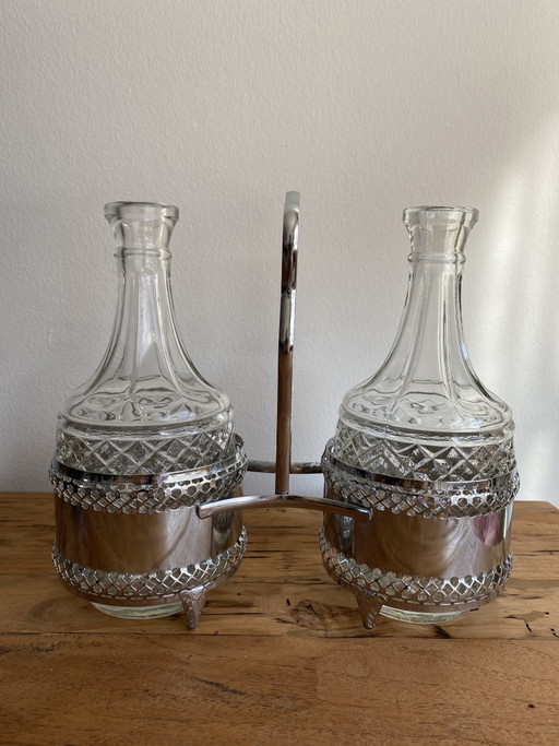 Juego de decantador de vino de cristal vintage