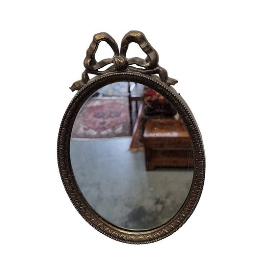 Specchio Francese Vintage a Fiocco con Bordo in Ottone – Brass (photo 2 of 5)