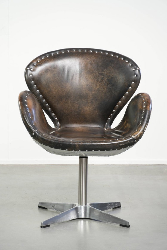 Unique Vintage Cowhide Leather Aviator Timothy Oulton Devon Spitfire Side Chair / Office Chair Finished with (photo 2 of 16)