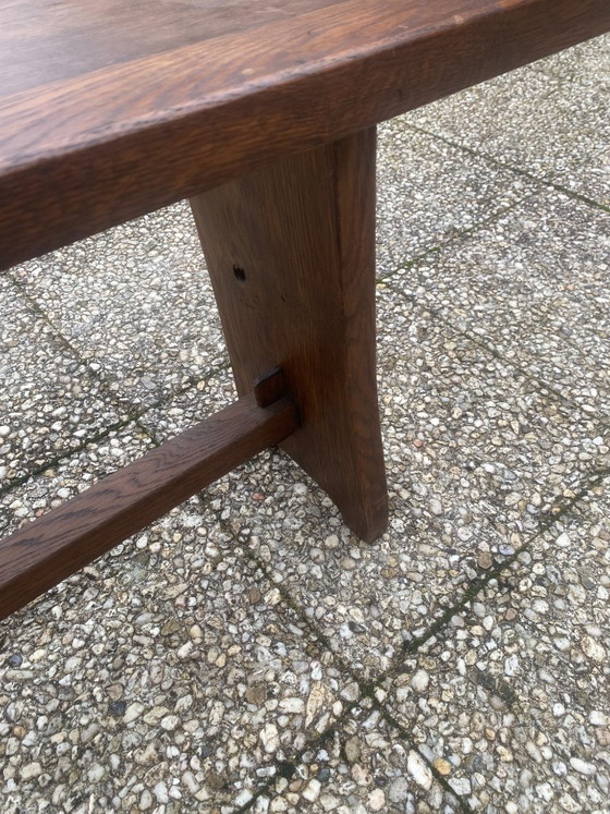 Banc de ferme en bois massif chêne 150cm pour table de ferme rustique 1950, Marron, Rustic (photo 10 sur 14)