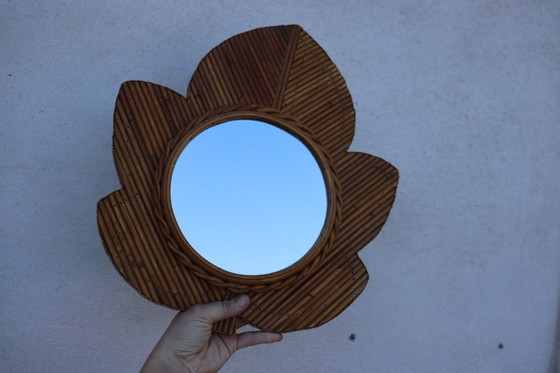 Image 1 of Espejo de ratán de Vivaï del Sud, Italia, 1970