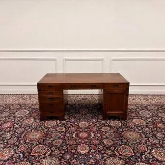 Scrivania da campagna Eichholtz classica inglese, Scrivanie, Legno, Ottone, Marrone, Chesterfield (foto 3 di 20)