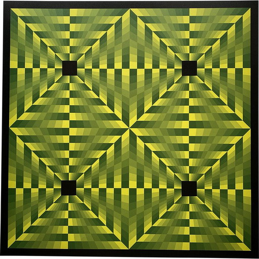 Klassische Fotolithografie "Hommage an Vasarely" von Jim Bird, 1970
