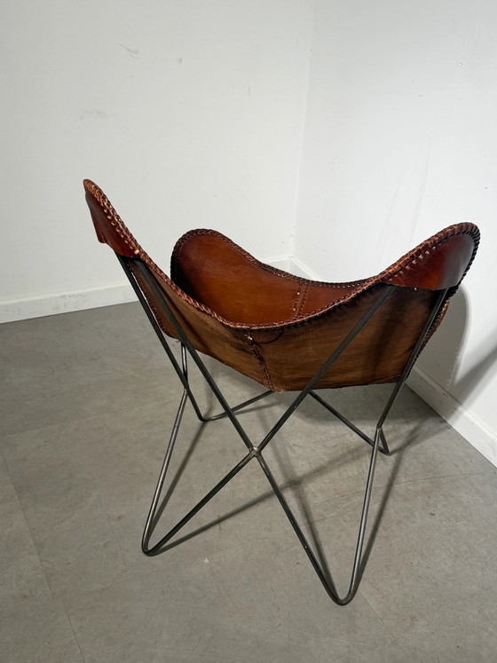 Vintage Cognac Lederen Vlinderstoel – Fauteuils (photo 6 of 6)