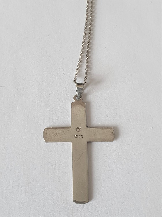 Image 1 of Croix danoise en argent avec collier assorti