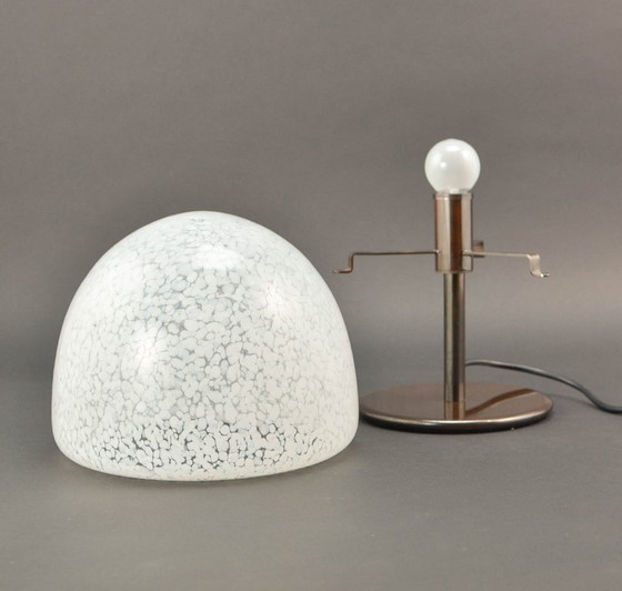 Image 1 of Rara lampada da tavolo a forma di fungo con vetro di Murano screziato attribuita a Barovier e Toso, Italia, anni '60.