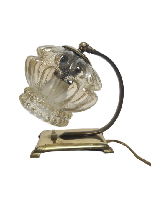 Art Deco Bedside Lamp, Belgium, 1950s – tafellampen, Glass, Brass (photo 2 of 13)