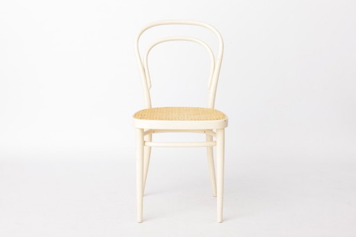 Silla Vintage de Madera Curvada Estilo Thonet Modelo 214, Años 60, Haya y Rejilla Vienesa, Diseño Mid-Century