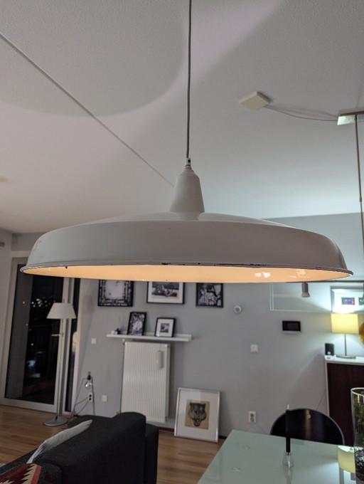 Vintage Industrie-Hängeleuchte aus Emaille – Ø70cm (1950er/60er Jahre)