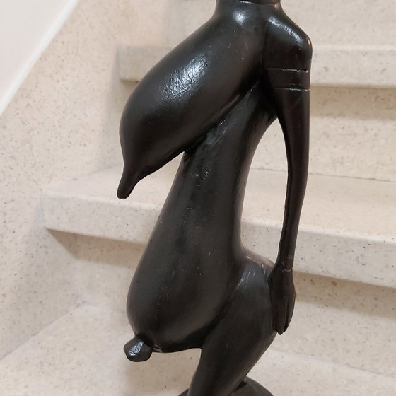 Image 1 of Shetani-Skulptur, afrikanische Fruchtbarkeitsdarstellung, Schnitzfigur, 20. Jahrhundert, 81 cm