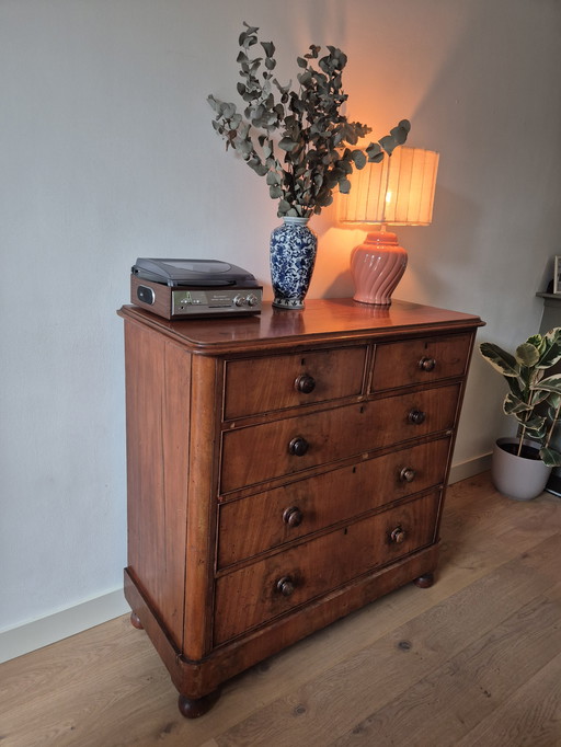 Mahonie ladekast uit Engeland,19de eeuw (vintage/antiek)