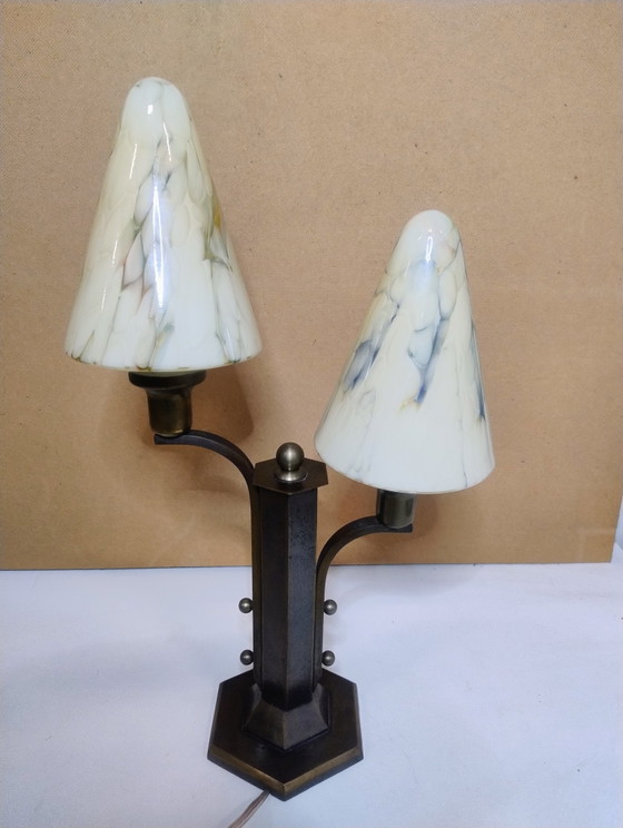 Lampe Vintage Art-Déco – Metal, Glass (photo 4 of 6)
