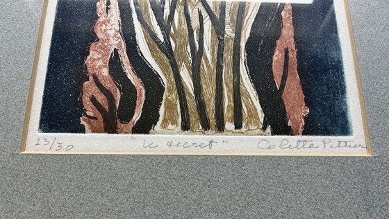 Colette Pettier - Le Secret, aguafuerte y aguatinta de 1966 – Pinturas y dibujos, Paper (photo 7 of 11)