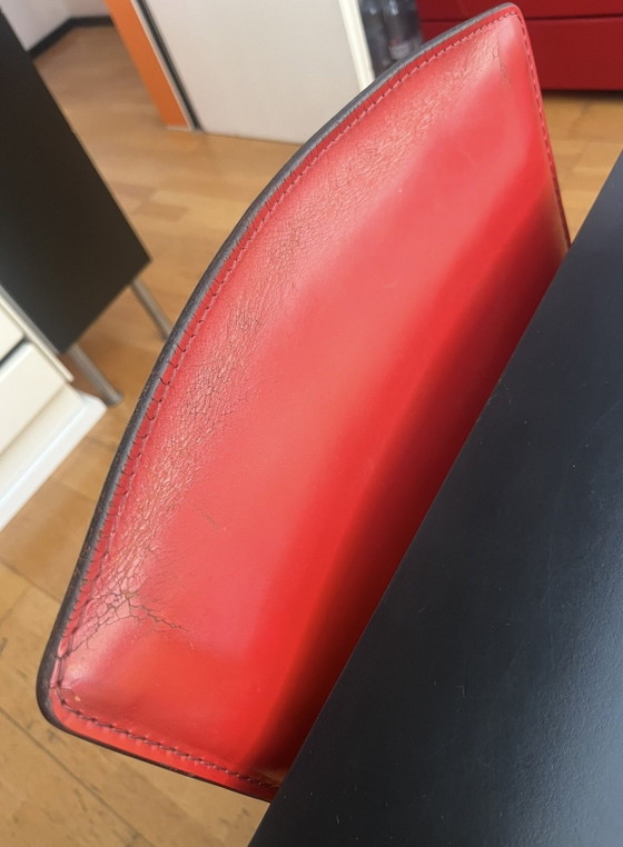 2 Rote Zanotta „Armada“ Leder Stühle Andrea Branzi Italien 80er – Sessel, Leather, Metal (photo 7 of 7)