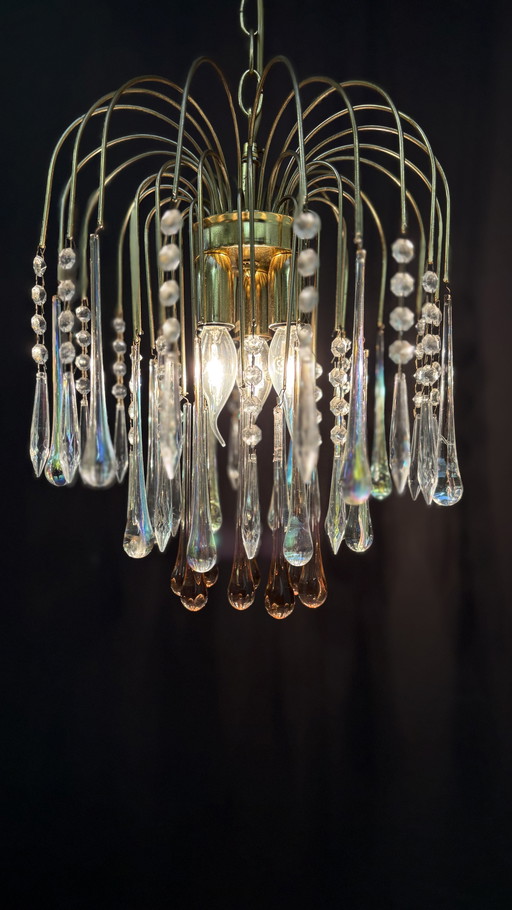 Teardrop lamp Paolo Venini style waterfall Murano pendant lamp