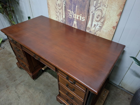 Image 1 of Escritorio clásico de doble cara, mesa de escritura para pareja, estilo Imperio, dimensiones: 150x75cm y 78cm de alto.