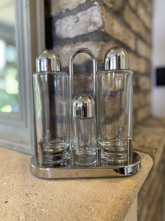 Alessie Öl-Essig-Pfeffer-Salz-Set – Tischdekoration, Glass, Metal (photo 2 of 8)