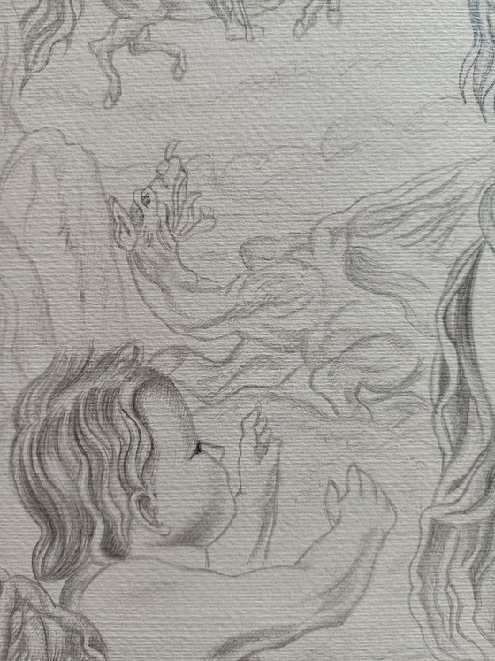 Image 1 of De Chirico copy from, Arianna and Ruggero pencil on paper 70x50