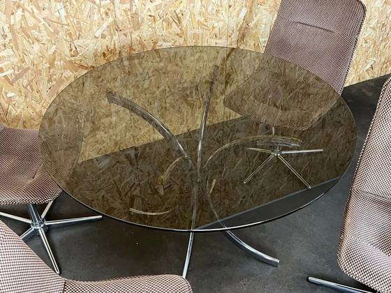 Image 1 of 60s 70s 4x Stoelen Stoel & Tafel Eetkamerstoelen Eettafel Design 60s