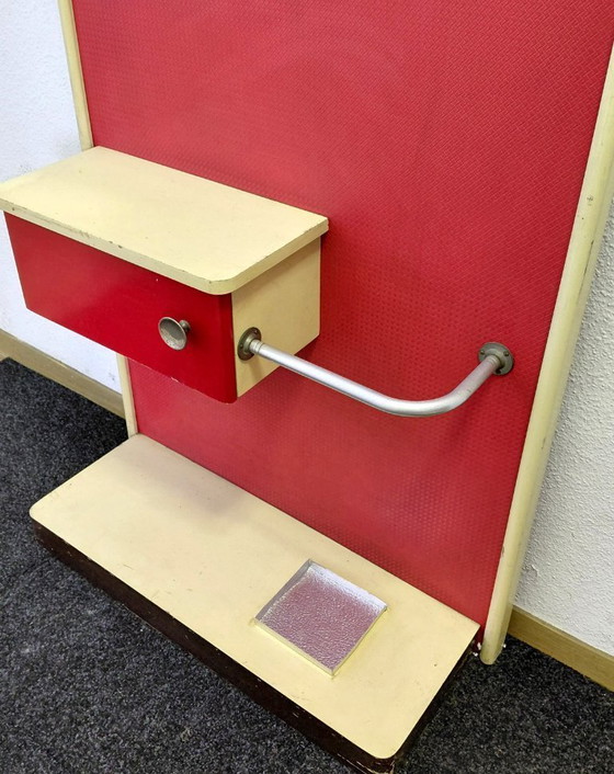 Image 1 of Fifties wall wardrobe in red with ivory white