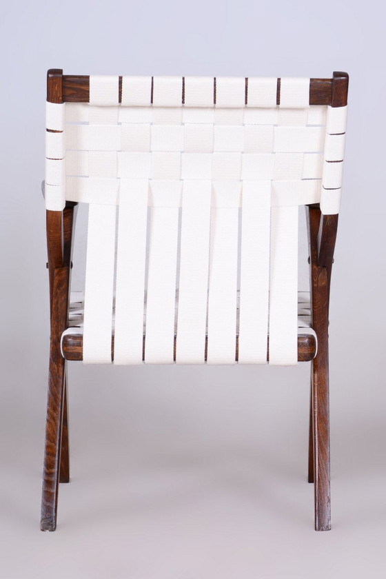 Butaca Art Déco restaurada, de Jan Vaněk, roble, algodón, checa, años 40 – Sillones, Cotton, Wood (photo 8 of 10)