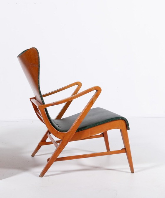 Image 1 of Sillón arquitectónico sueco de estilo moderno de mediados de siglo, diseñado por Axel Larsson en la década de 1950.