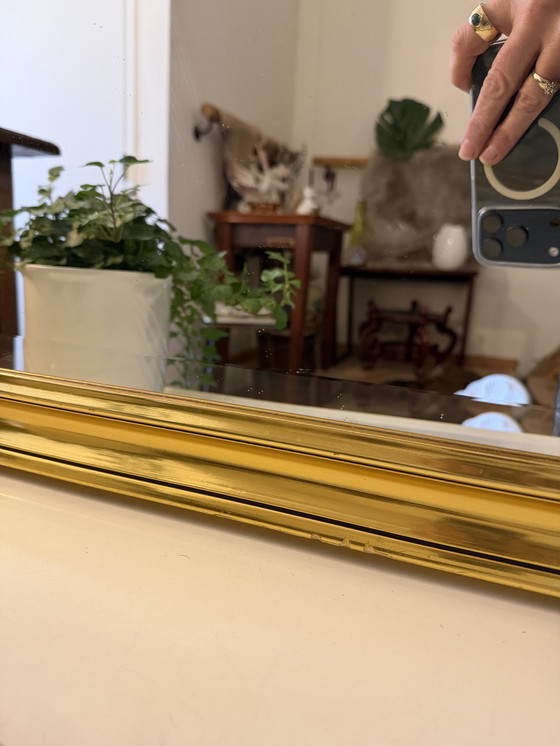 Image 1 of Large facet-cut mirror in a gold-colored frame