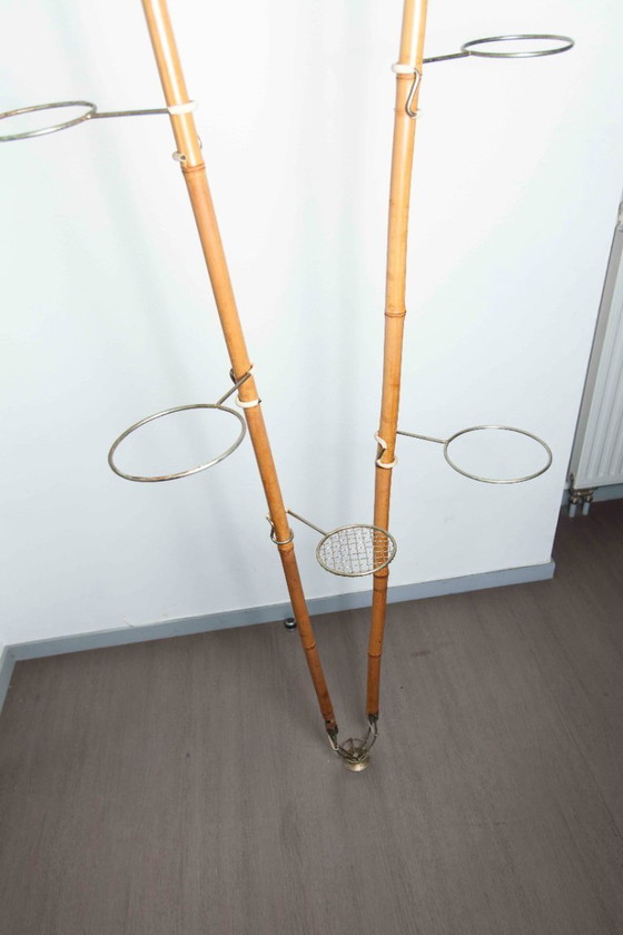 Image 1 of Atypical bamboo and brass indoor revolving plant door, Suise 1960