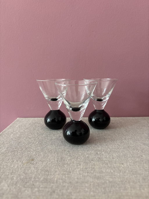 Art deco globe glasses 3x shot glasses