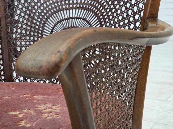 Image 1 of Poltrona danese, anni '50, velluto rosa salmone, rete metallica.