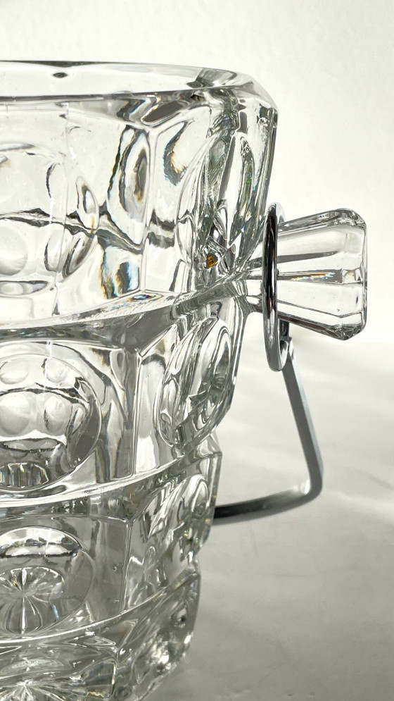 Image 1 of SEAU à Glace Cristal Ciselé et PINCE Vintage