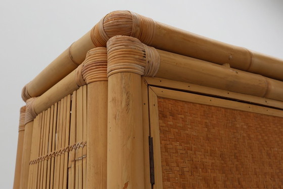 Image 1 of  Mid-eeuwse kast van bamboe en rotan, Italië ca. 1960