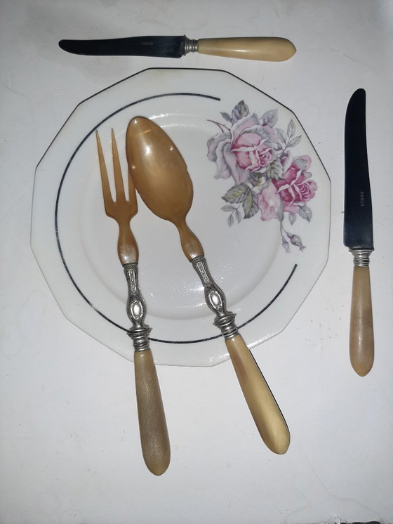 Image 1 of Juego de cuchillos antiguos de cuerno