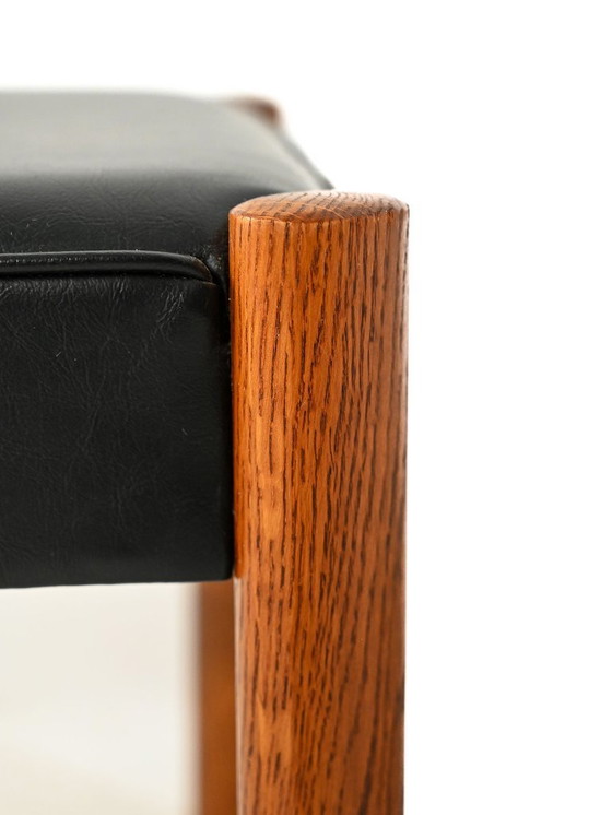 Image 1 of Scandinavian Teak Stool with Leather
