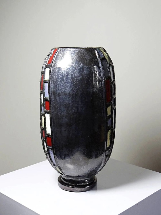 Grande vaso d'arte modernista in ceramica smaltata nera vintage da . – Vasi, Porcellana, Bauhaus (photo 7 of 16)