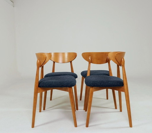 Scandinavische eetkamerstoelen set van 4, marineblauw met krullend design