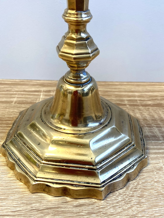 Image 1 of Antieke kandelaar Kandelaar Fakkel Lodewijk XV periode Massief verguld brons