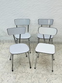Set of 4 vintage chrome grey Formica kitchen chairs