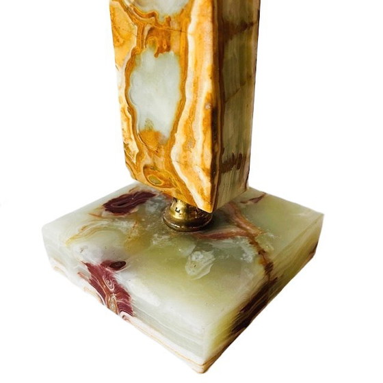 Image 1 of Base per lampada vintage in marmo e onice di metà secolo, Hollywood Regency, anni '50