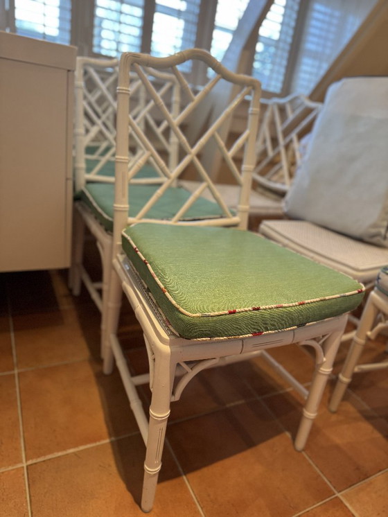 Image 1 of Set di 6 sedie da pranzo vintage Chippendale in finto bambù 'Jonathan Adler'