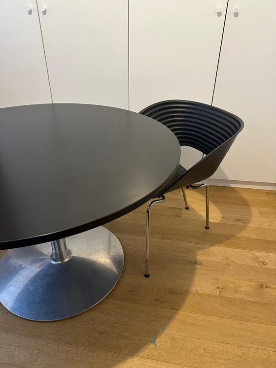 Tavolo da Pranzo Rotondo | Piano Nero | Base Cromata – Tavoli da pranzo, Chrome, Wood (photo 4 of 5)