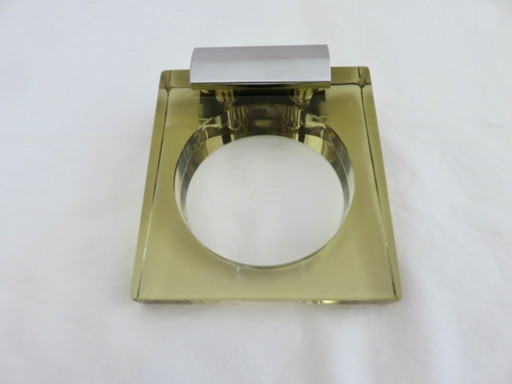 Porte gobelet en verre de Murano et laiton chromé Italy années 70