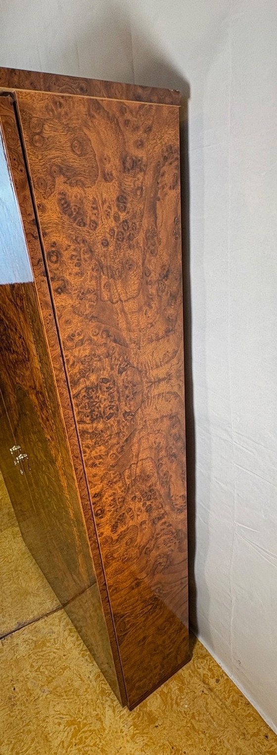 Image 1 of Vintage Hollywood-Style Italian Walnut-Effect Dressing Table / Cabinet   Glamorous • Mirrored Interior • Stylish Storage Add a t