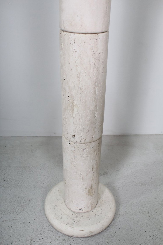 Image 1 of Colonne à plantes en travertin vintage et marbre