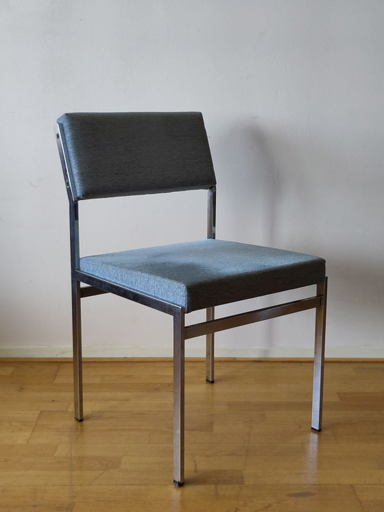 4x Pastoe SM07 Chrom Esszimmerstühle – Stoff (photo 6 of 15)