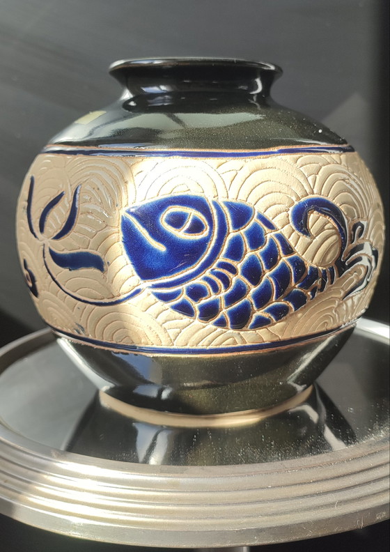 Image 1 of Vintage "Dong Tam" lamp base, Vietnamese ceramic